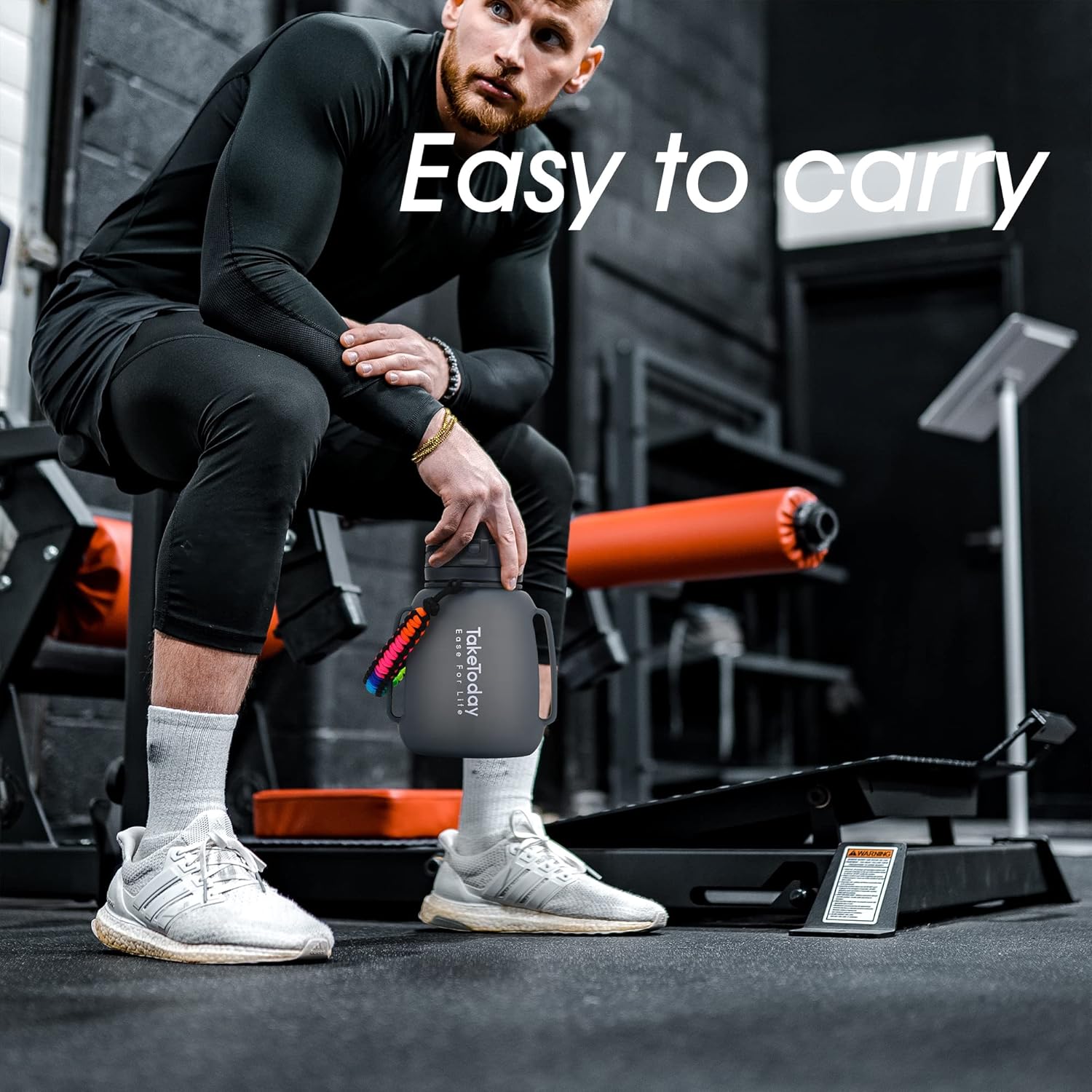 Collapsible Water Bottles 40 OZ Motivational Water Bottle with Straw and Paracord Handle Silicone Sports Water Jug with Times Leakproof Large Water Bottle for Yoga Camping Outdoors - Image 9