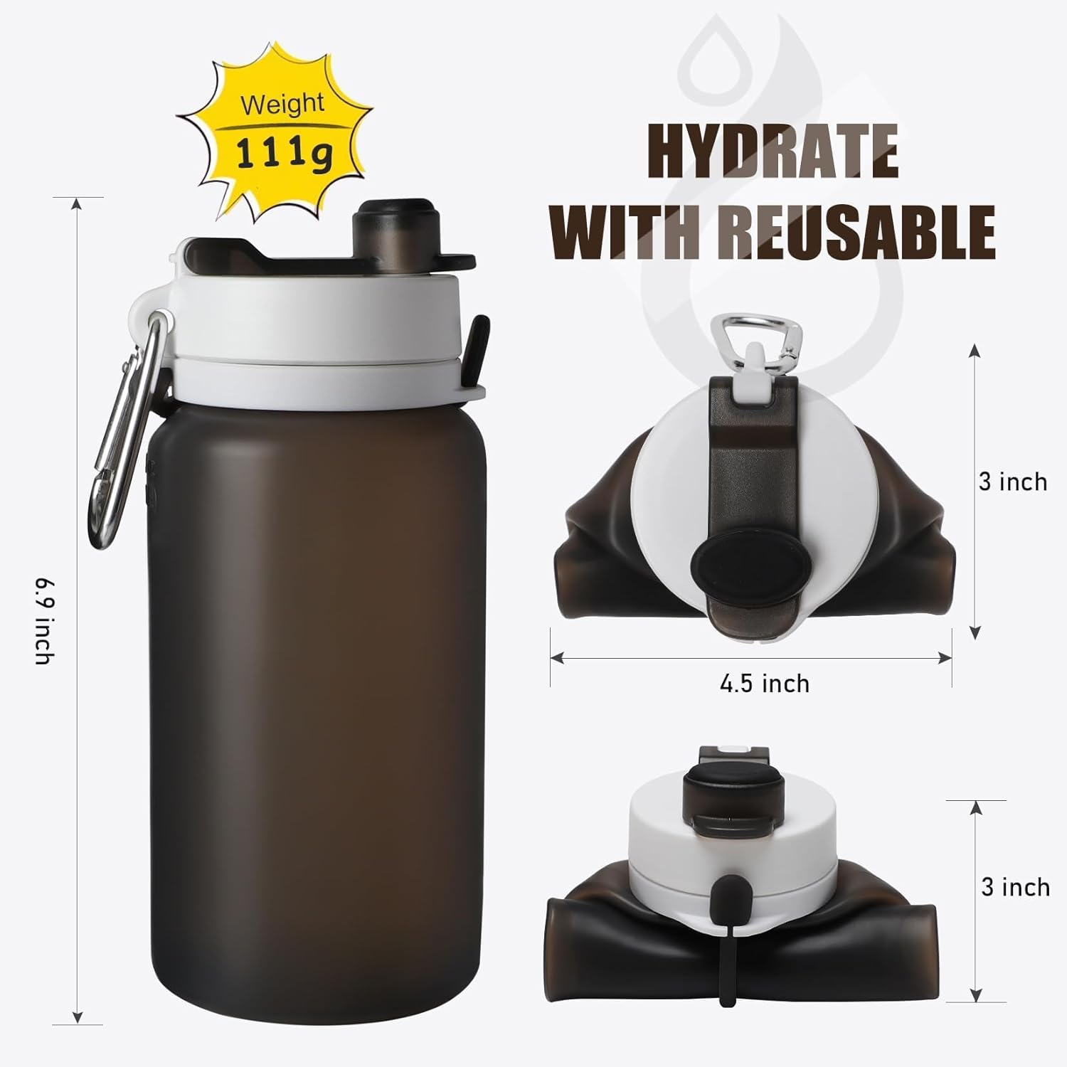 Opard Collapsible Water Bottles 19 Oz - BPA Free, Leak Proof, Foldable Silicone Collapse Bottle, Easy to Compact and Expandable, Travel Essentials Accessories - Image 2