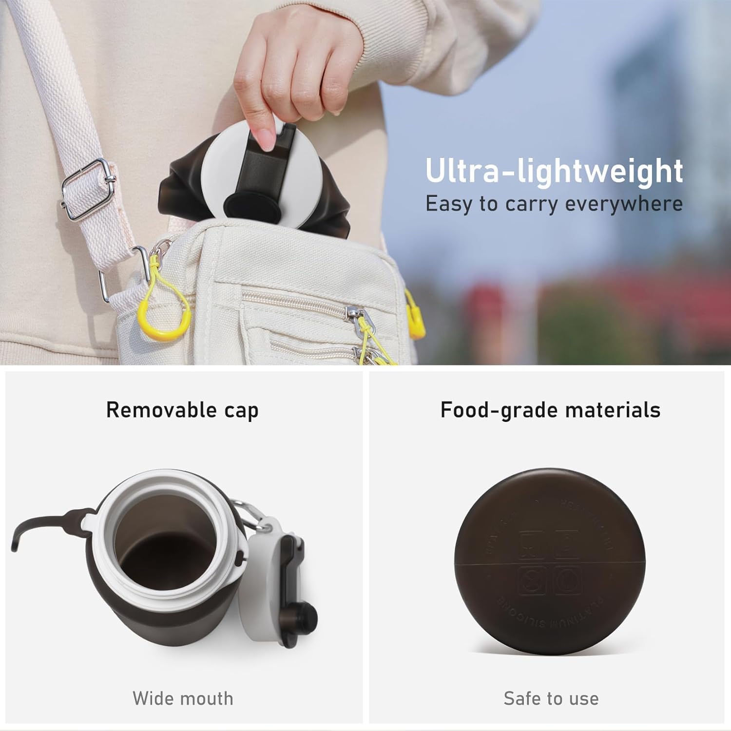 Opard Collapsible Water Bottles 19 Oz - BPA Free, Leak Proof, Foldable Silicone Collapse Bottle, Easy to Compact and Expandable, Travel Essentials Accessories - Image 6